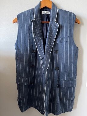 SNS double-breasted jacket striped vest padded shoulders lined